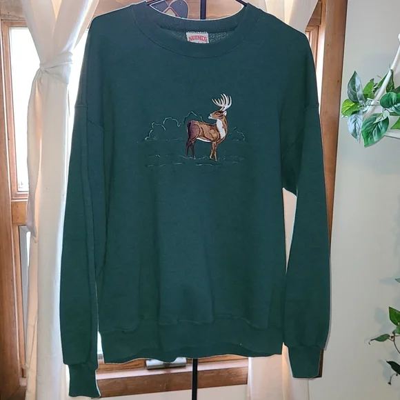 Vintage Nutmeg Mills Deer sweatshirt Large Made in USA - Picture 1 of 6